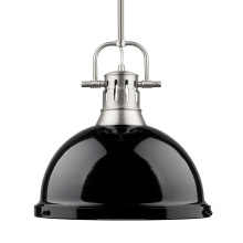 Golden 3604-L PW-BK - Yep by Golden Lighting Duncan 1-light 14in Rod Hung Pendant in Pewter and Black shade